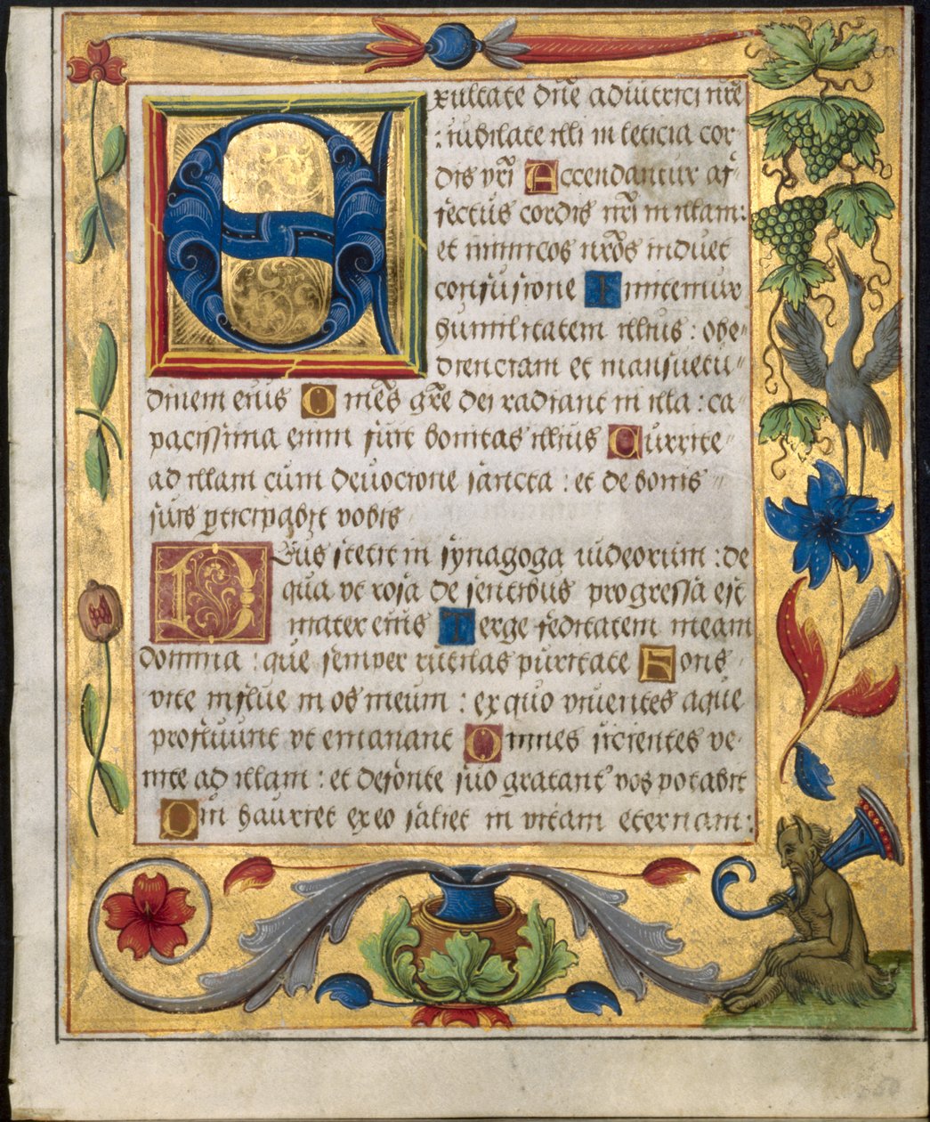 Levél zsoltárból és imakönyvből: E kezdőbetű díszszegéllyel...recto, c. 1524. alkotó: Unbekannt