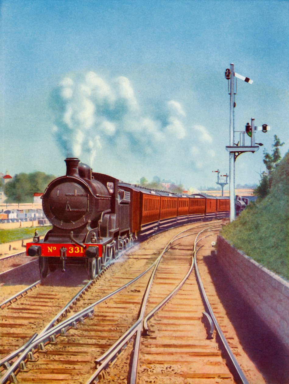 Dublin elhagyása. A Great Southern Railways vonat, 4-4-0 utasszállítóval vontatva, 1935. alkotó: Unbekannt