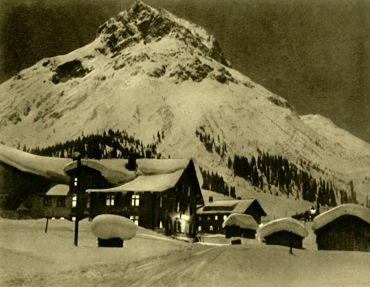 Lech am Arlberg éjjel, Ausztria, 1935. alkotó: Unbekannt