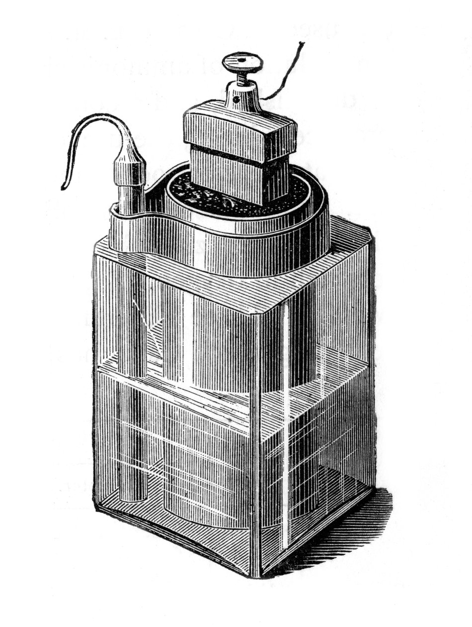 Leclanche nedves cella, egy korai akkumulátor, 1896 alkotó: Unbekannt
