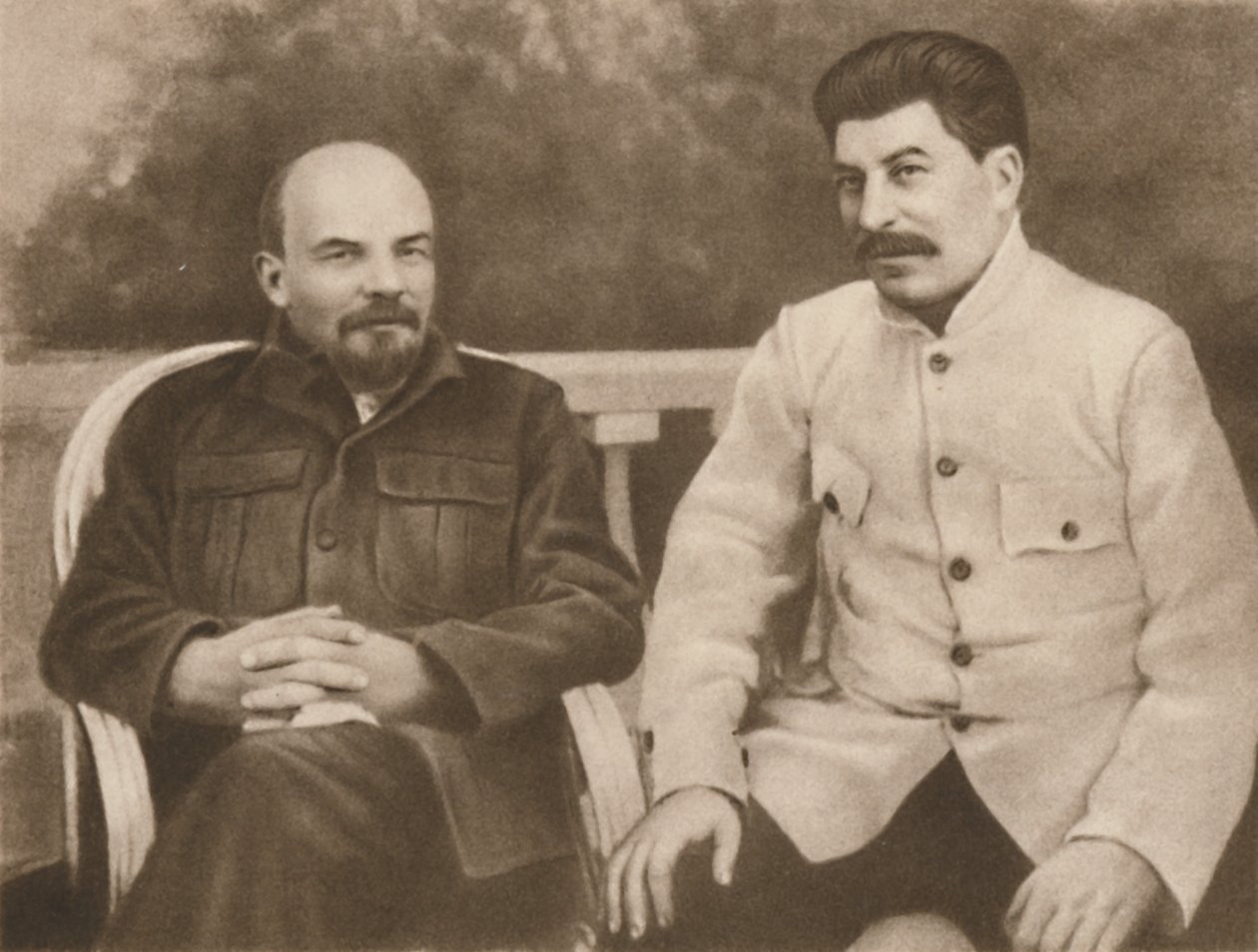 Lenin és Sztálin a Moszkva melletti Gorkiban, 1922, 1939. alkotó: Unbekannt