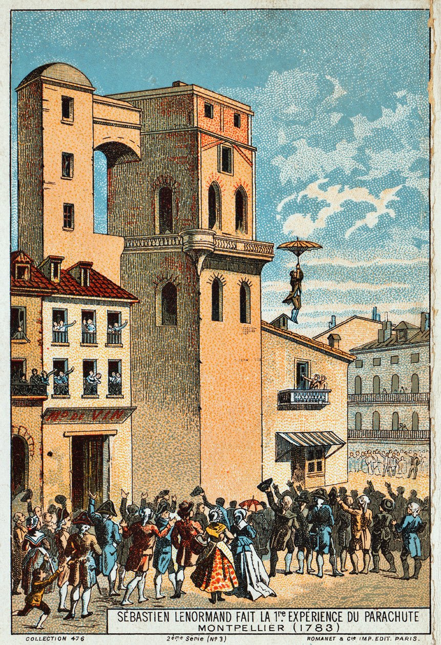 Lenormand felugrik a Montpellier csillagvizsgáló tornyából, 1783, XIX. alkotó: Unbekannt