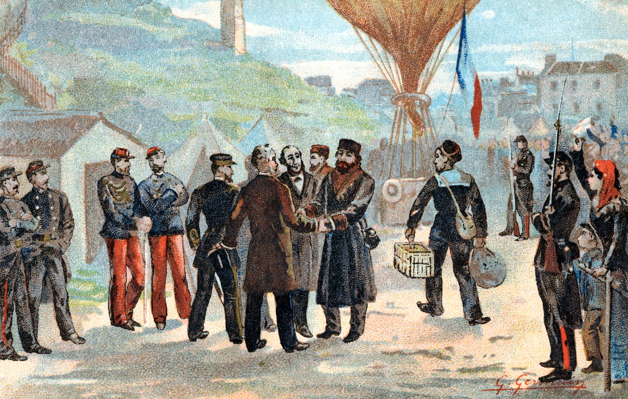 Leon Gambetta francia politikus, aki menekülni készül az ostromlott Párizsból, a francia-porosz háború, 1870 alkotó: Unbekannt