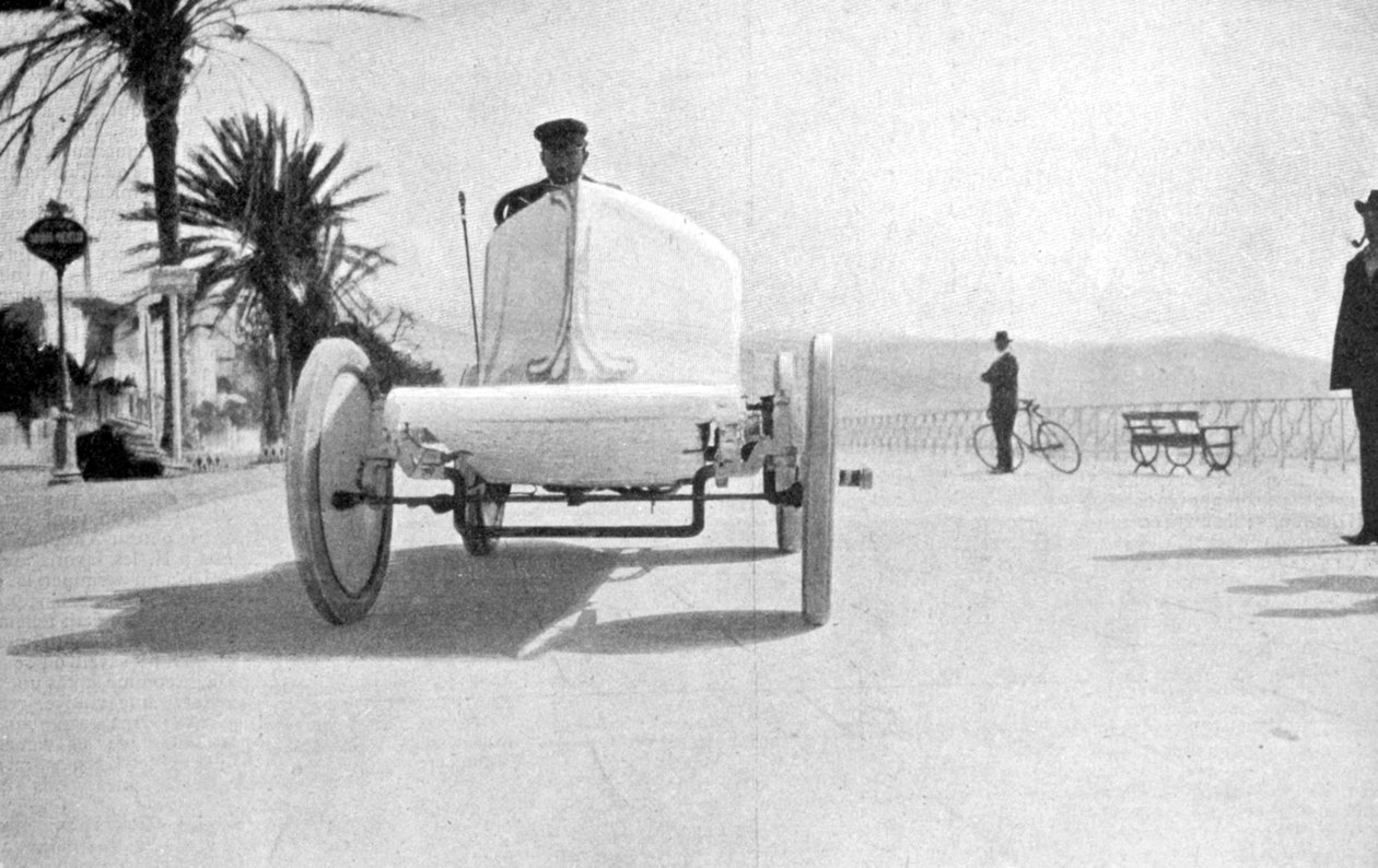 Leon Serpollet a Gardner-Serpollet gőzkocsijában, Nizza, 1903 alkotó: Unbekannt
