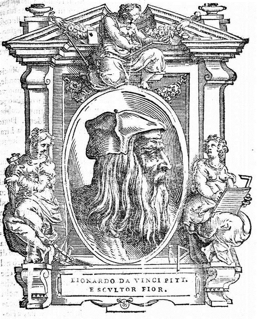 Leonardo da Vinci. Forrás: Giorgio Vasari, A legkiválóbb olasz festők, szobrászok és építészek élete, 1568 alkotó: Unbekannt