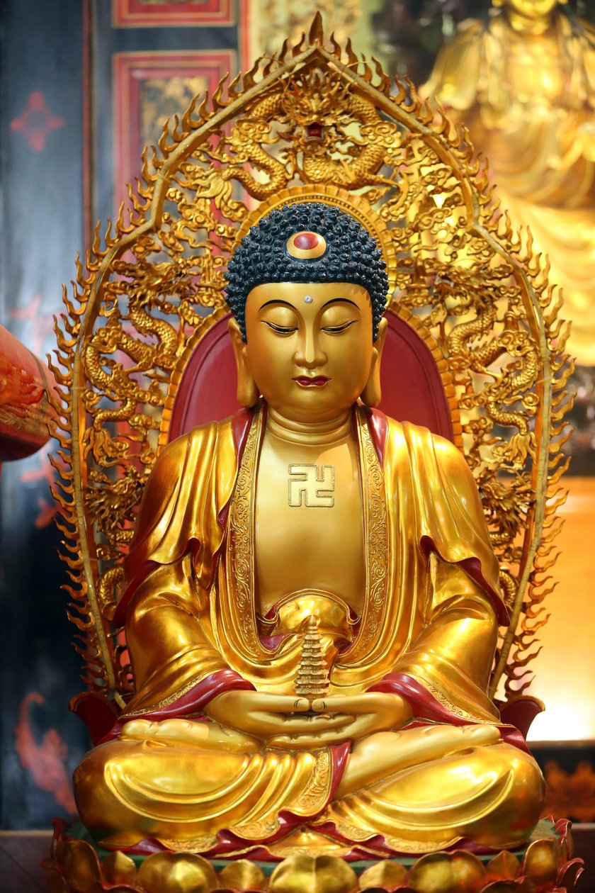 Leong San buddhista templom. Arany Buddha szobor. Szingapúr alkotó: Unbekannt
