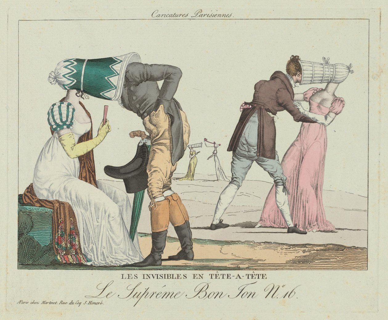 Az egy az egyben láthatatlanok egy az egyben Poke Bonnets-el, c. 1805. alkotó: Unbekannt