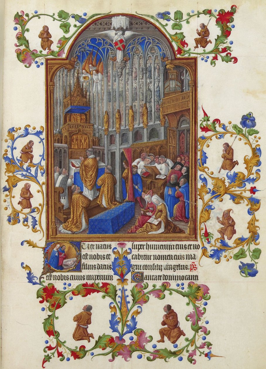 Les Très Riches Heures du Duc de Berry, Folio 158r – A karácsonyi mise alkotó: Unbekannt