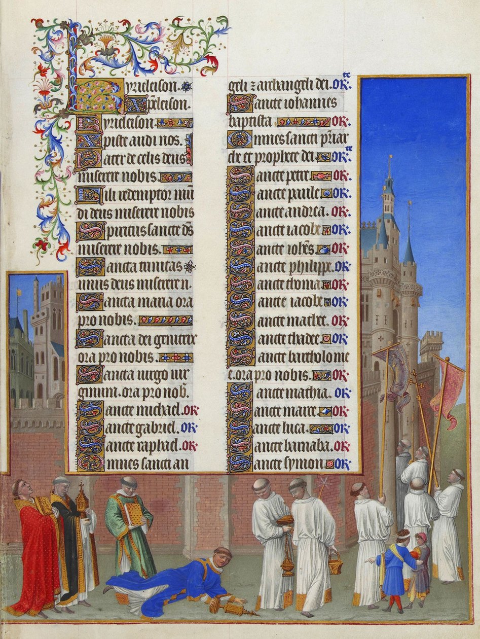 Les Très Riches Heures duc de Berry, Folio 72r – Szent Gergely körmenete alkotó: Unbekannt