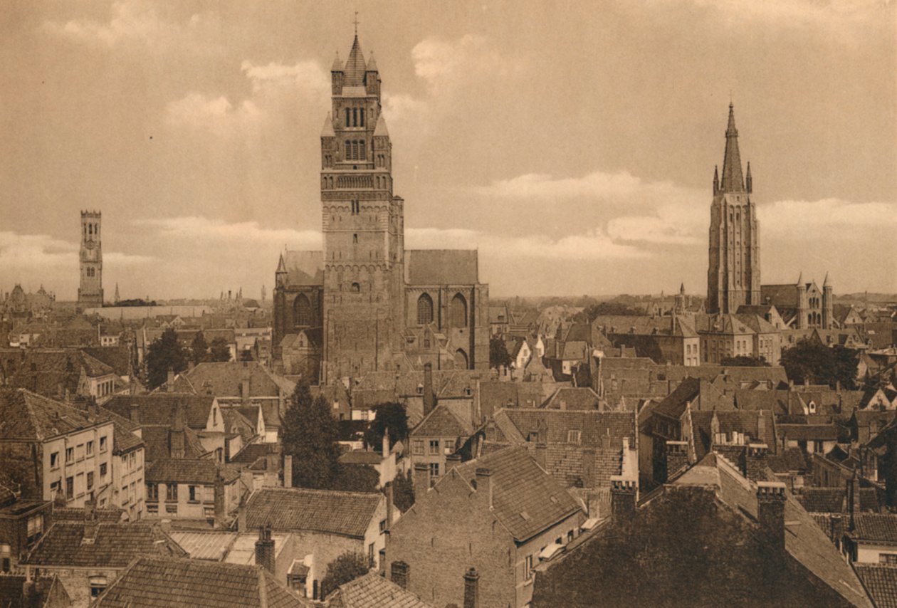 A három torony harangláb, a katedrális és a Notre-Dame-templom, 1928 alkotó: Unbekannt