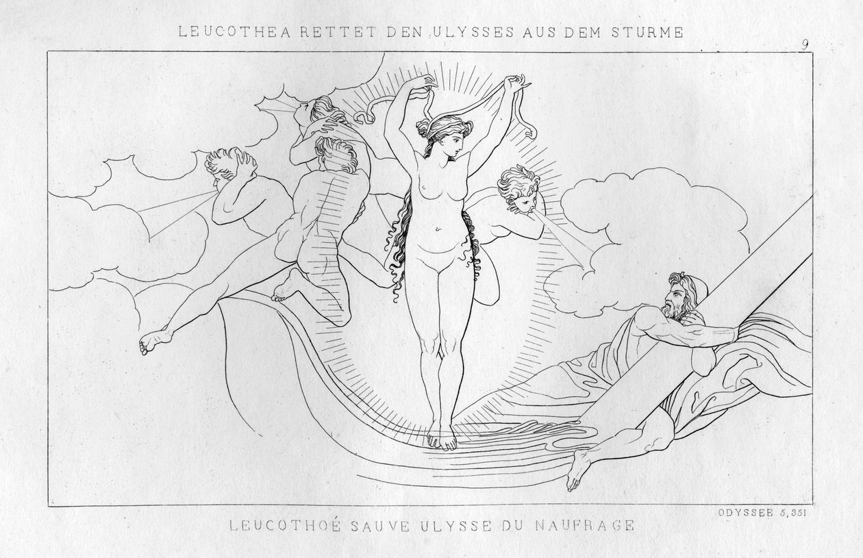 Leucothea, a tengeri istenség megmenti Odüsszeuszt a viharban, 1833 alkotó: Unbekannt