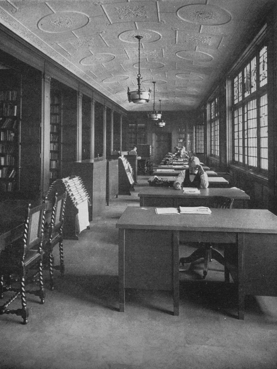Könyvtár és szerkesztőség, The Evening News Building, Detroit, Michigan, 1924 alkotó: Unbekannt