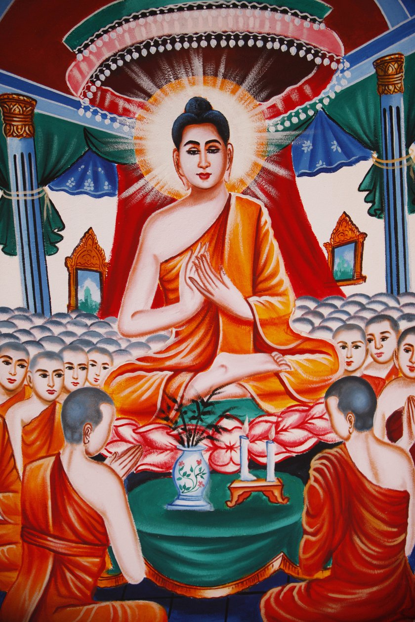 A Buddha élete Arahants gyülekezési utasítása, Siem Reap, Kambodzsa alkotó: Unbekannt