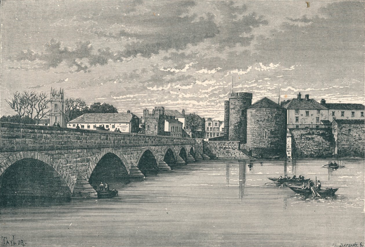 Limerick – Thomond Bridge és King Johns Castle, 1896 alkotó: Unbekannt