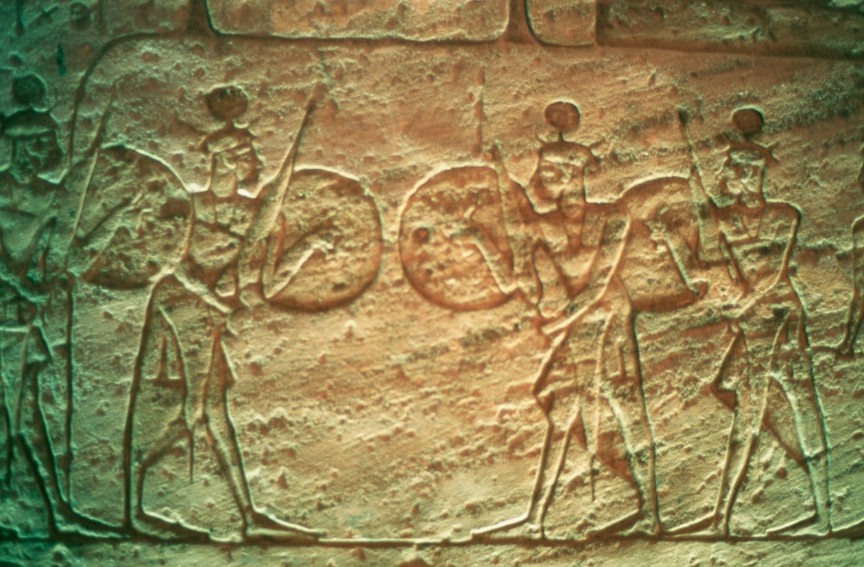Hettita katonákat ábrázoló mészkő dombormű, Abu Simbel temploma, Egyiptom, Kr.e. 14-13. század alkotó: Unbekannt
