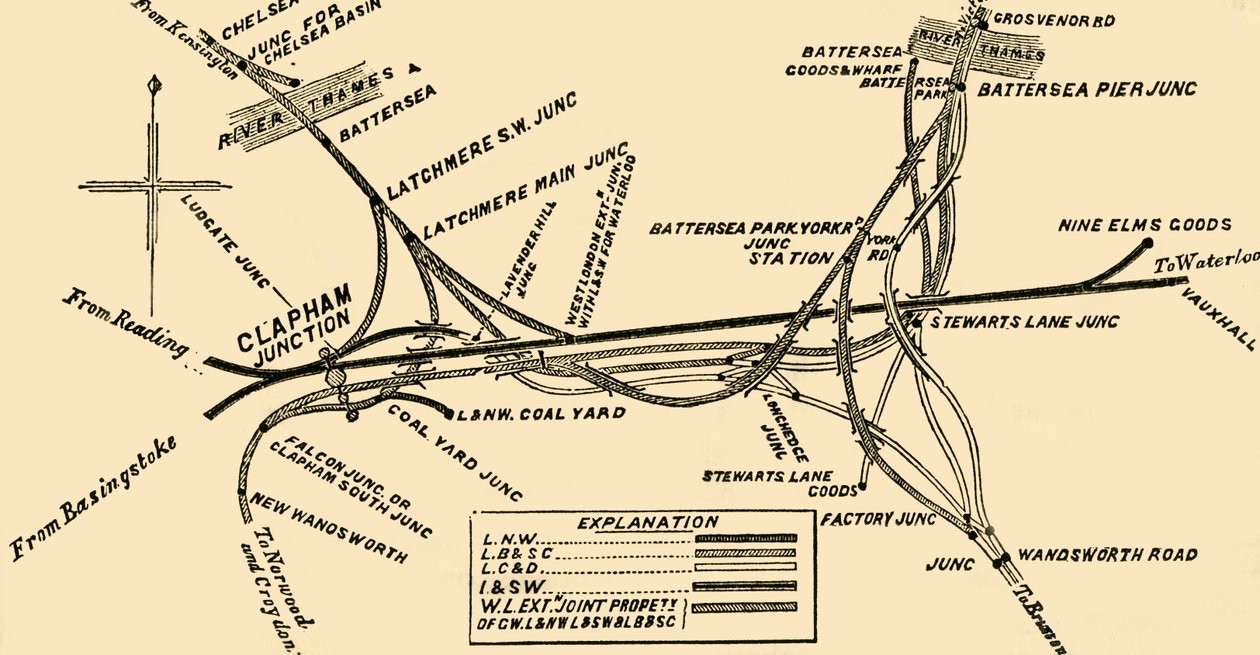 Vasútvonalak Clapham Junctionnél, 1878. alkotó: Unbekannt