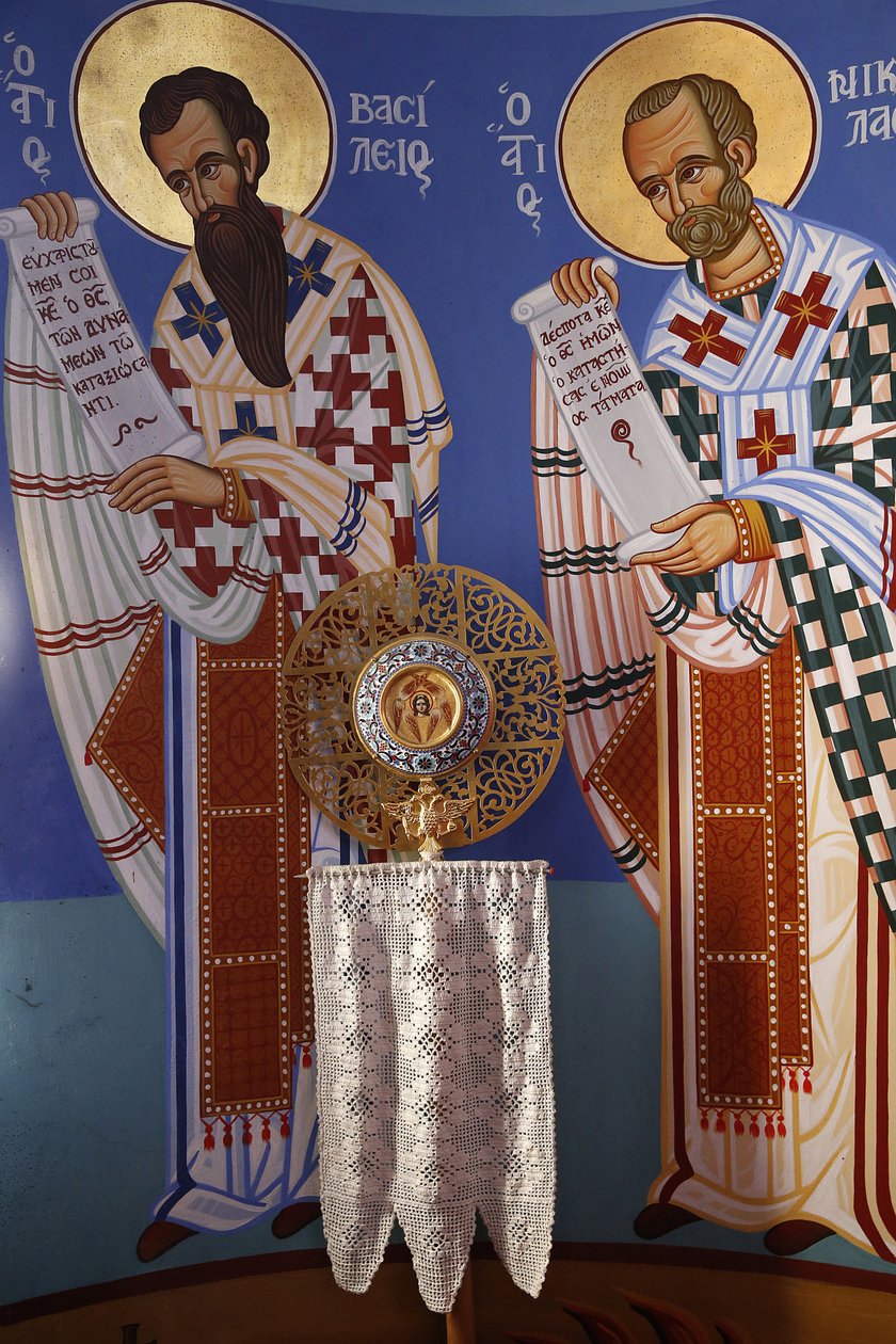 Liturgikus tárgy a Pedoulas ortodox templom szentélyében, 20150510, Pedoulas, Ciprus alkotó: Unbekannt