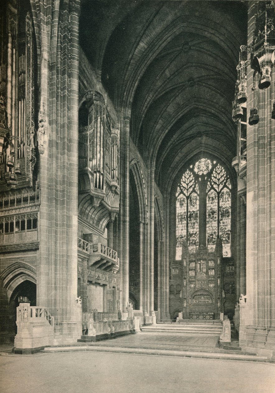 Liverpooli katedrális: A kórus, Keletre nézve. Építész, Sir G. Gilbert Scott, R. A., 1924 alkotó: Unbekannt