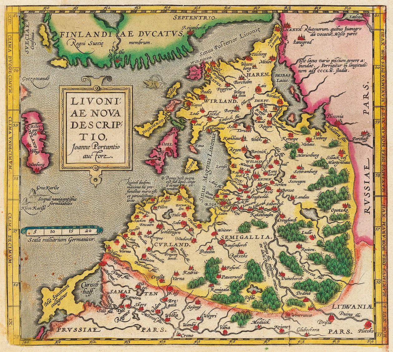 Livonia térkép, Nova Livónia leírása, 1573-1578 alkotó: Unbekannt