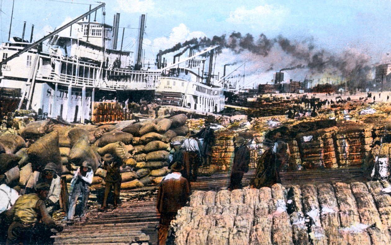 Pamut berakodása egy hajóra, Memphis, Tennessee, USA, 1900-as évek alkotó: Unbekannt