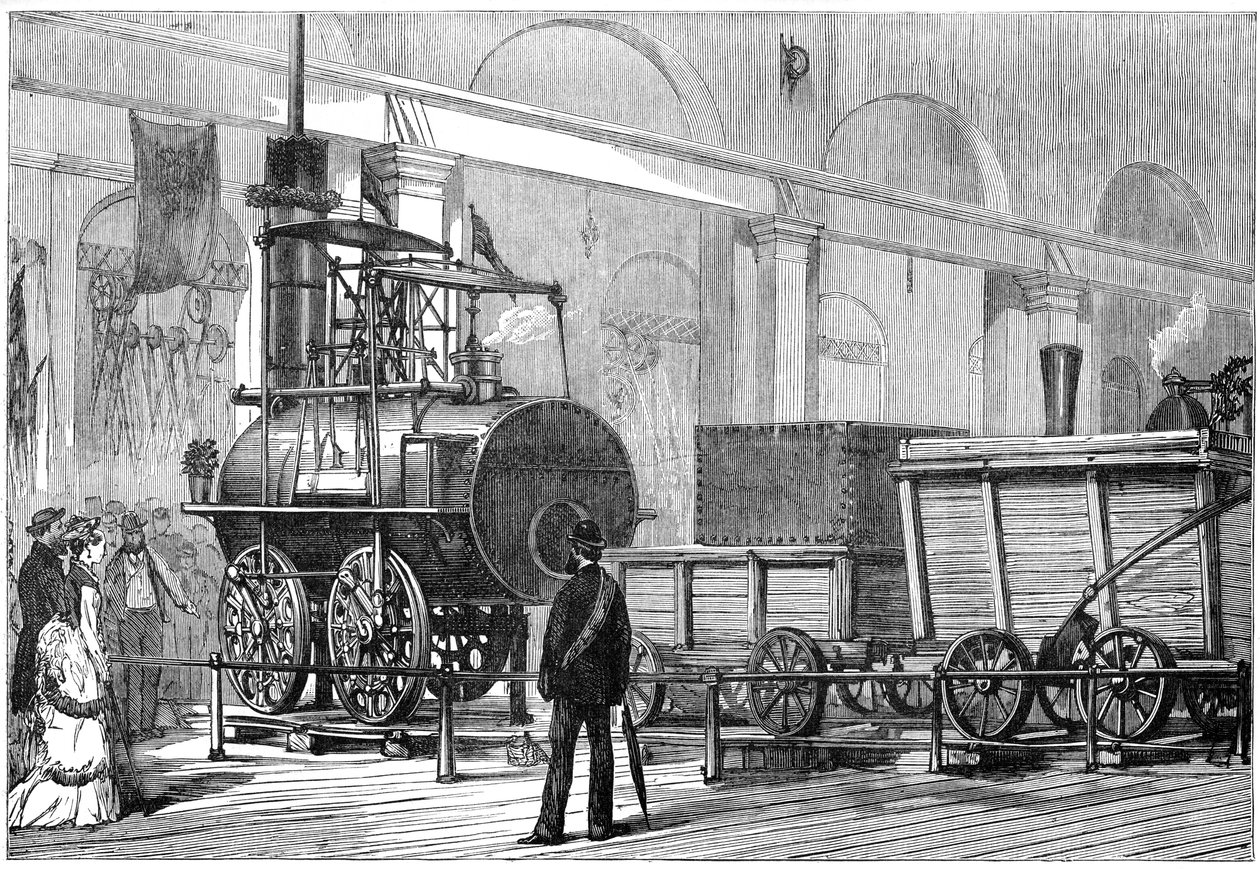 Locomotion, az első gőzmozdony, a vasúti jubileum alkalmával, Darlington, Durham, 19. század alkotó: Unbekannt