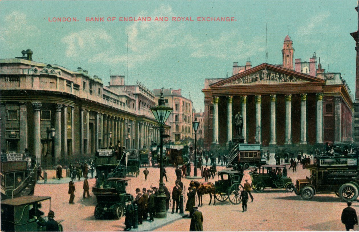 London, Bank of England és Royal Exchange, 1910 alkotó: Unbekannt