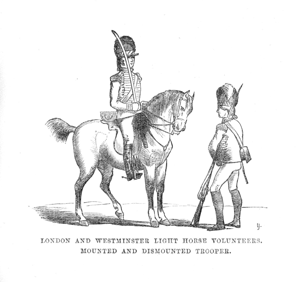 London és Westminster Light Horse önkéntesei. Fel- és leszerelt katona, c1870 alkotó: Unbekannt