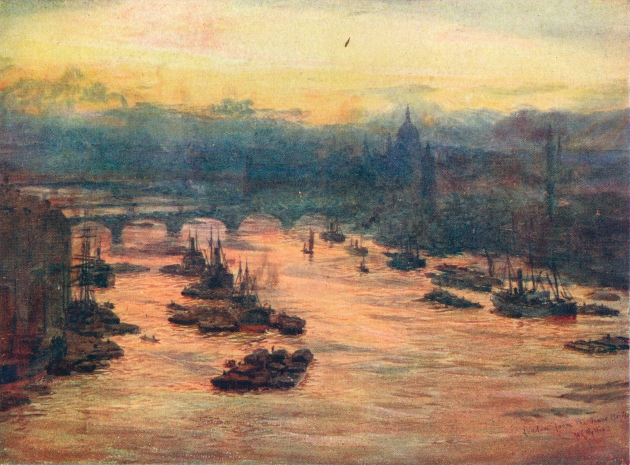 London, a Tower Bridge felől, 1905 1906 alkotó: Unbekannt