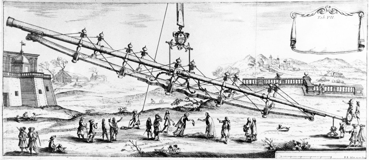 Nagy gyújtótávolságú fénytörő teleszkóp, 1728 alkotó: Unbekannt
