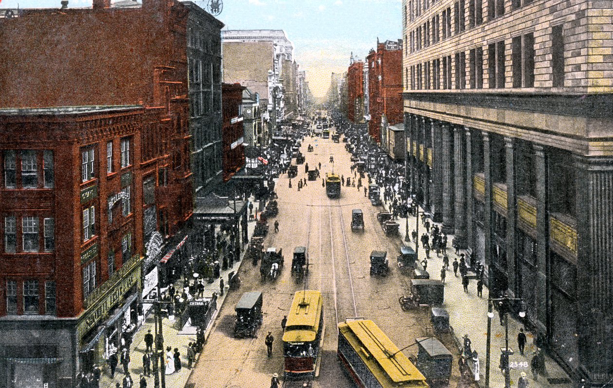 Kelet felé nézve a Market Street mentén a városházától, Philadelphia, Pennsylvania, USA, 1900-as évek alkotó: Unbekannt