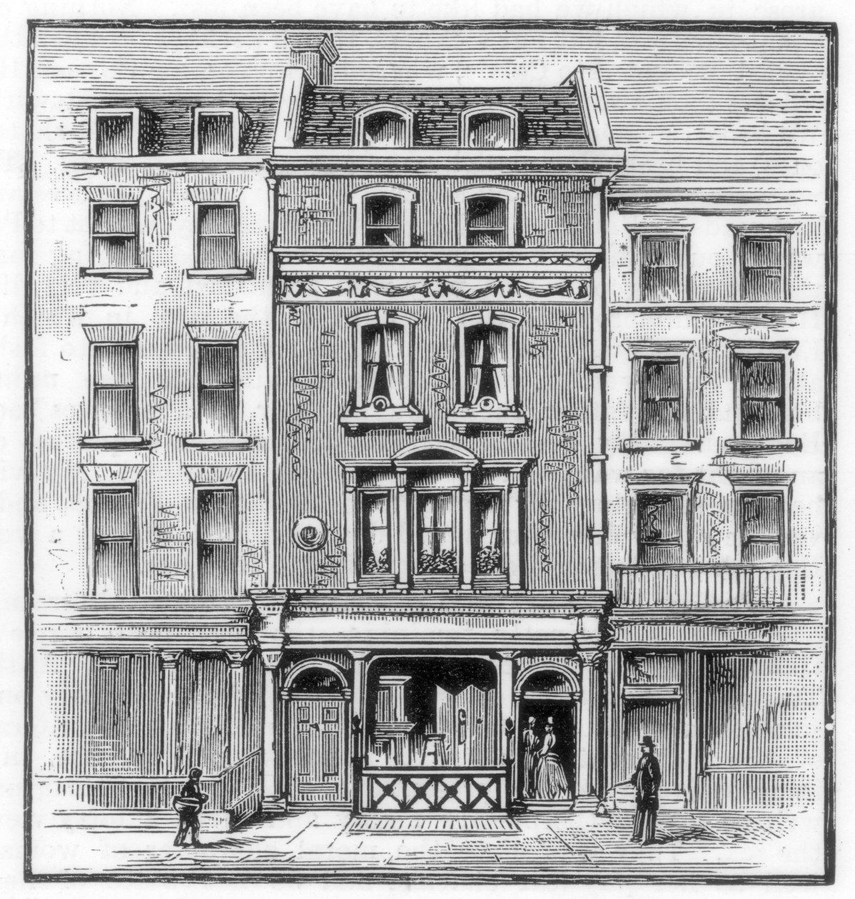 Lord Byrons szülőháza, Holles Street, Cavendish Square, London, 1888 alkotó: Unbekannt