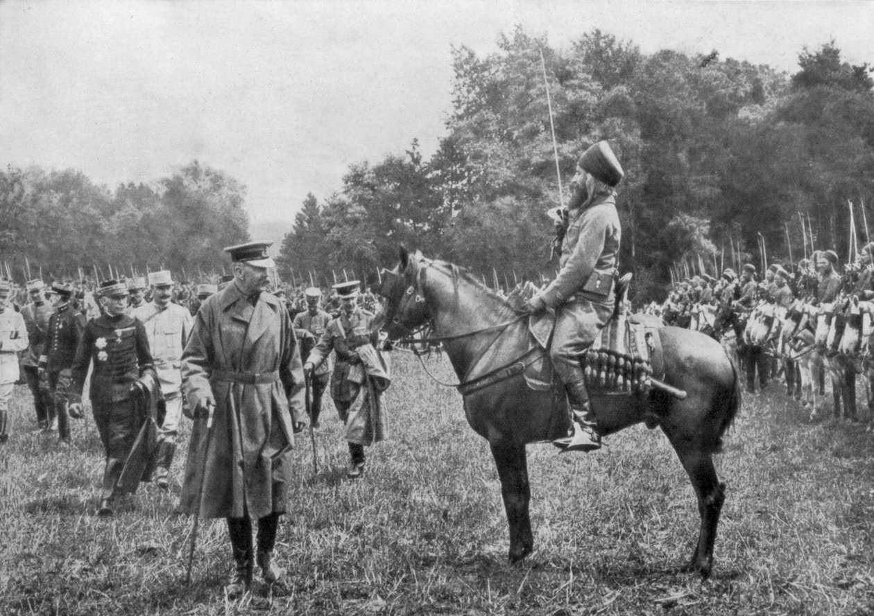 Lord Kitchener algériai csapatokat vizsgál, Franciaország, I. világháború, 1915. augusztus 16. alkotó: Unbekannt