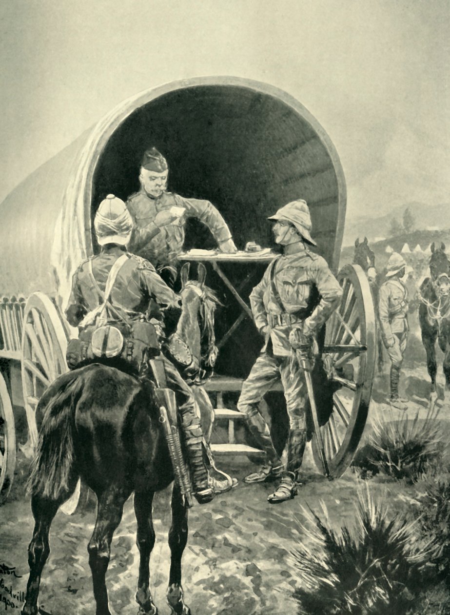 Lord Roberts küldeményeket ír a szállítókocsiban, amelyben aludt, 1901. alkotó: Unbekannt