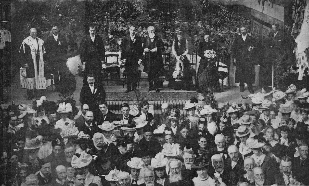 Lord Strathcona megnyitja a Szabadtemplom Bazárt szülővárosában, Forresben, 1900 alkotó: Unbekannt