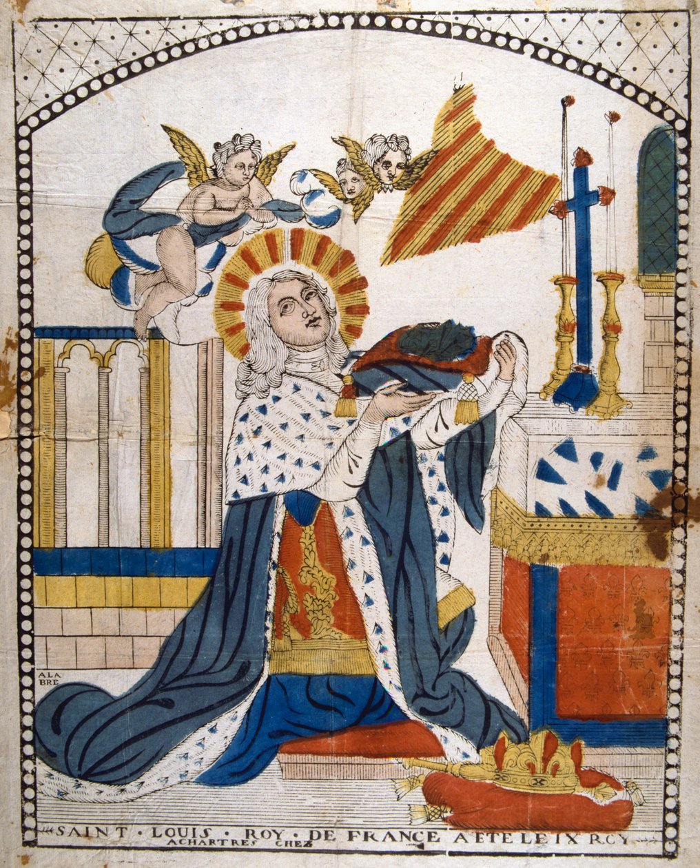 IX. Lajos francia király a Chartres-i katedrálisban koronázási ruhájában, 1226 XIX. alkotó: Unbekannt