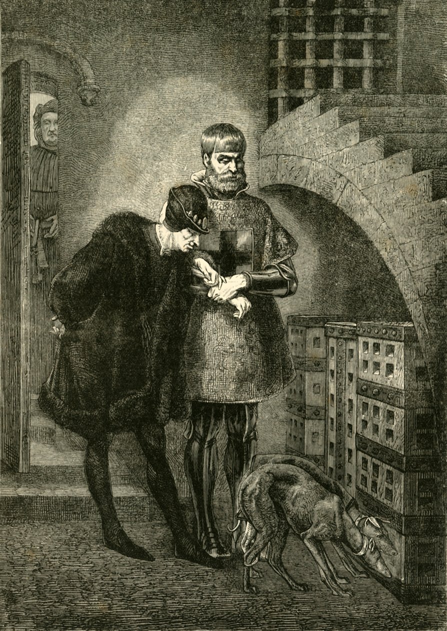 XI. Lajos látogatása Bale bíborosnál a vasketrecben, 1469-1481, 1890. alkotó: Unbekannt