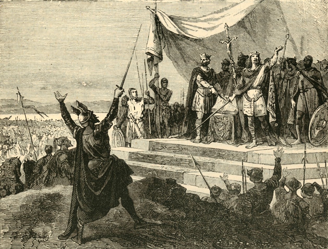 Lajos és Károly strasburgi esküt tesz hadseregeik előtt, i.sz. 842, 1890. alkotó: Unbekannt