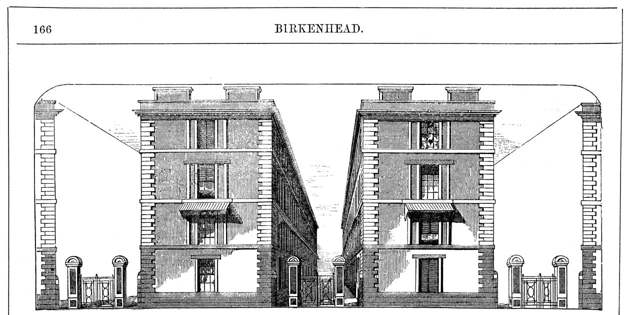 Alacsony bérbeadású munkáslakások, amelyeket a Birkenhead Dock Co épített, c1844 c1860 alkotó: Unbekannt