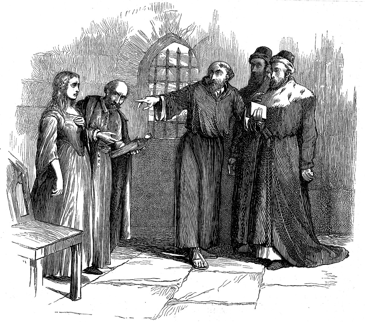 Lucrezia Castellani az inkvizítorok előtt a betiltott valdensi szolgálat után, 1476 19. század alkotó: Unbekannt