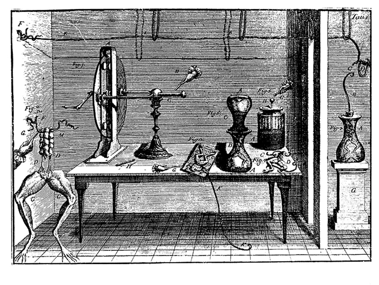 Luigi Galvanis elektromossággal kísérletezik, 1791 alkotó: Unbekannt