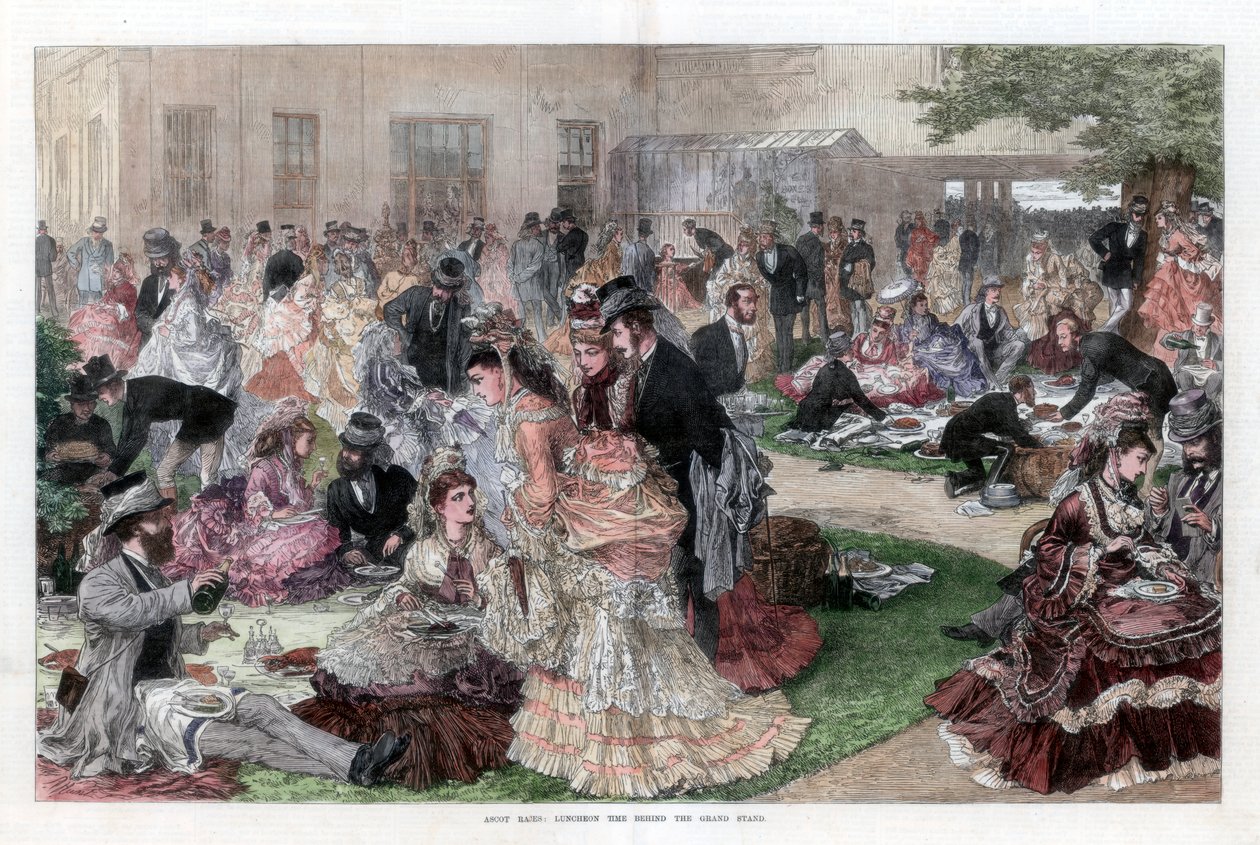 Ebédidő a lelátó mögött, Ascot versenyek, 1872 alkotó: Unbekannt