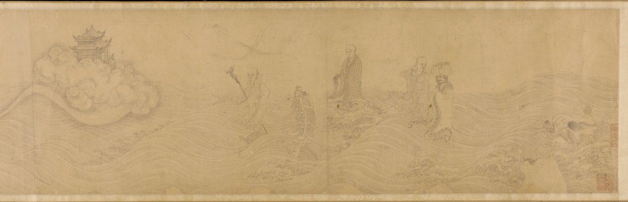 Luohanok átkelés a tengeren, Ming-dinasztia, XV-XVI. alkotó: Unbekannt