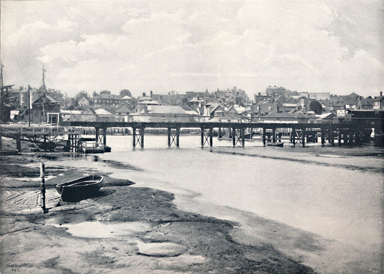 Lymington - A híd és a város, a folyótól, 1895 alkotó: Unbekannt