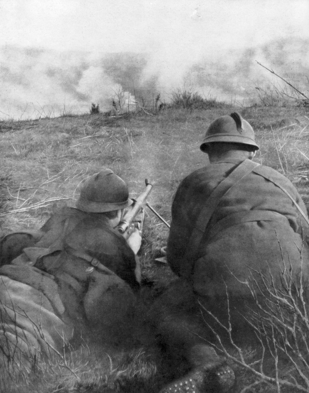 Géppuskások Hangard Wood szélén, Picardie, Franciaország, 1918. április 28., 1926. alkotó: Unbekannt