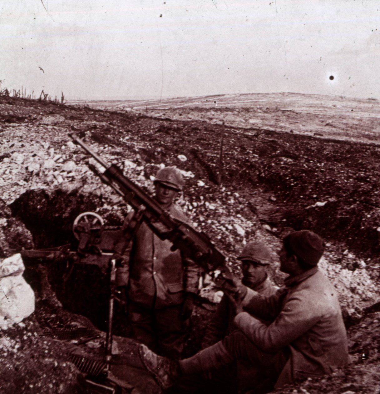 Géppuskák, Mount Kemmel, Flandria, Belgium, c1914-c1918 alkotó: Unbekannt