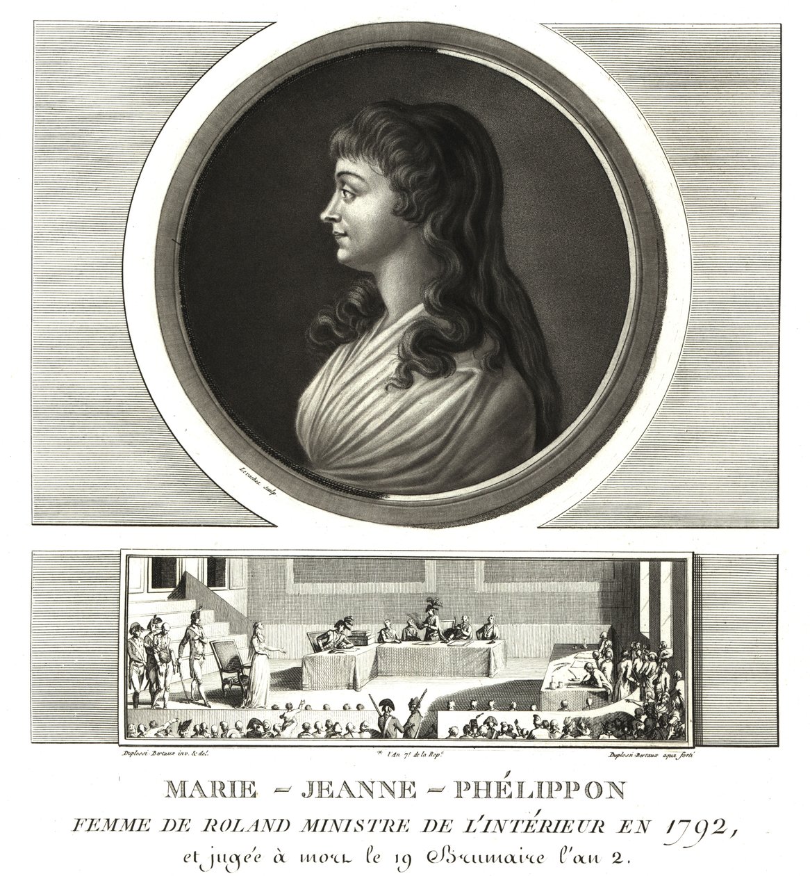 Madame Roland vagy Marie-Jeanne Phelippon (1754-1793), girondist, férjével, Jean-Marie Roland de la Platiere-rel alkotó: Unbekannt