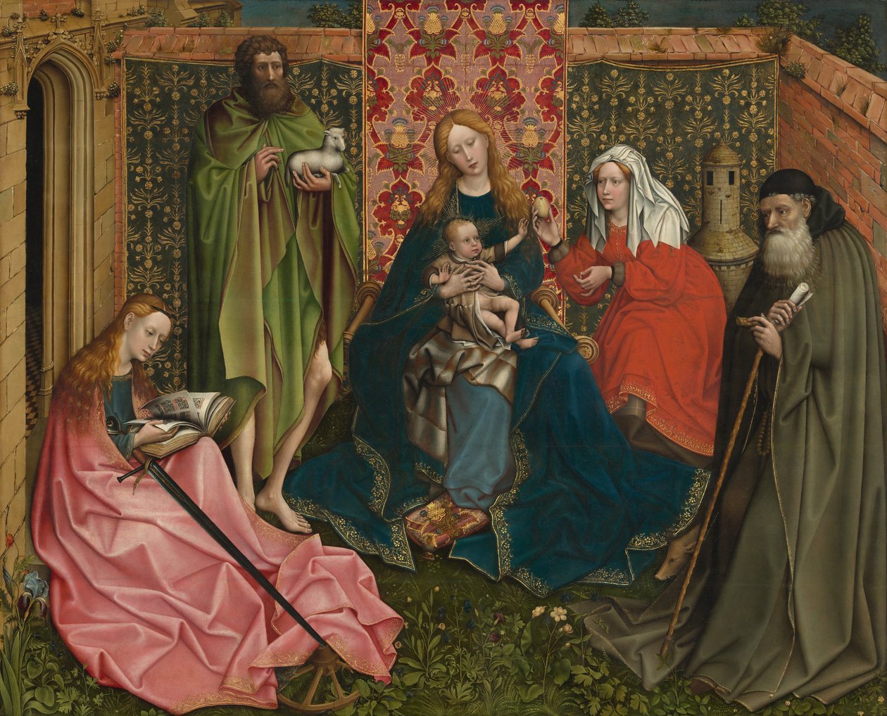 Madonna és gyermek a szentekkel a zártkertben, c. 14401460. alkotó: Unbekannt