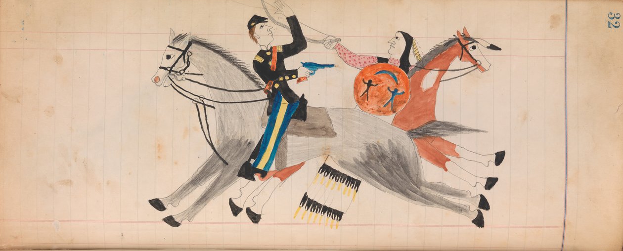 Maffet Ledger: Indián és katona lóháton, kb. 1874-81. alkotó: Unbekannt