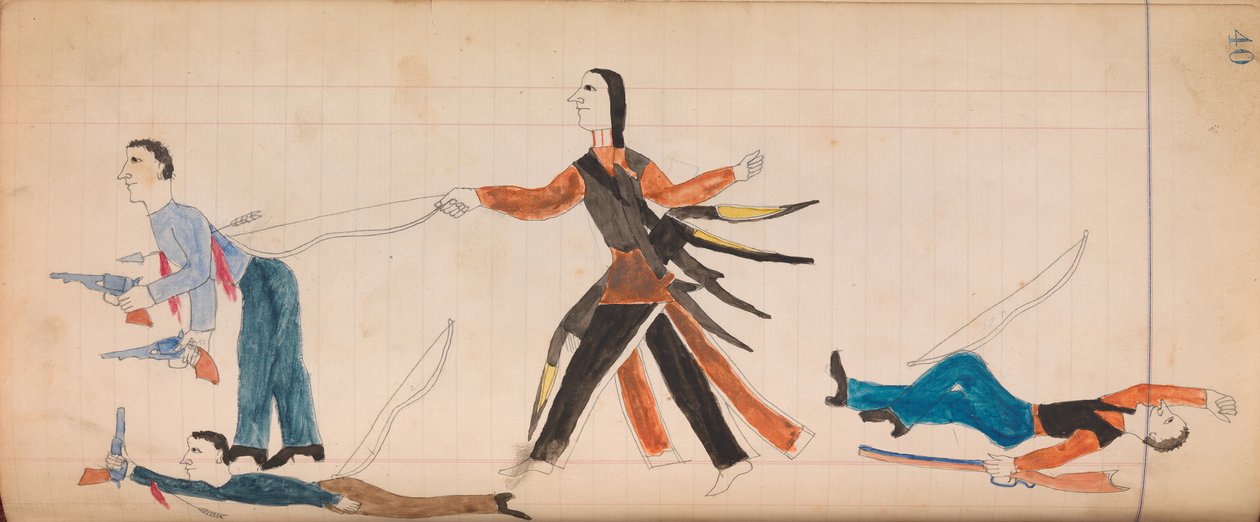 Maffet Ledger: Indiai és három fehér férfi, kb. 1874-81. alkotó: Unbekannt