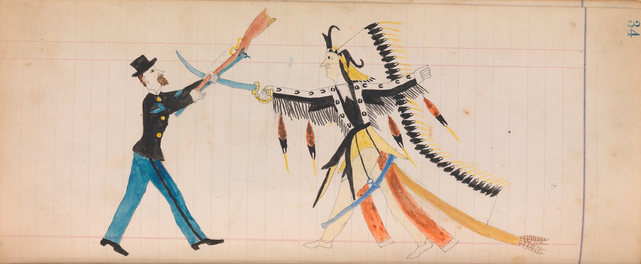 Maffet Ledger: indián törzsfőnök és katona, kb. 1874-81. alkotó: Unbekannt